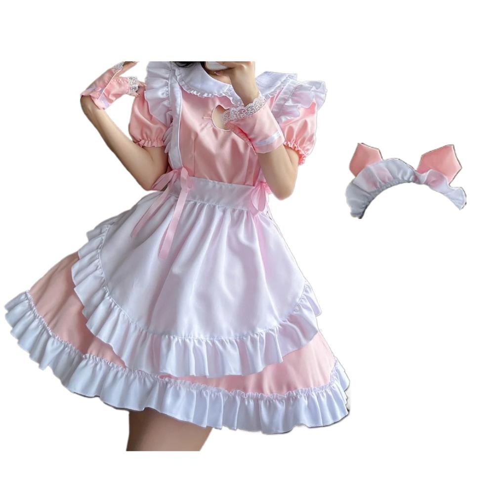 Maid Dress Uniform Sexy Lingerie for Women Cosplay Costume Cat Hollow Suit Role Play Lace Lolita Outfit