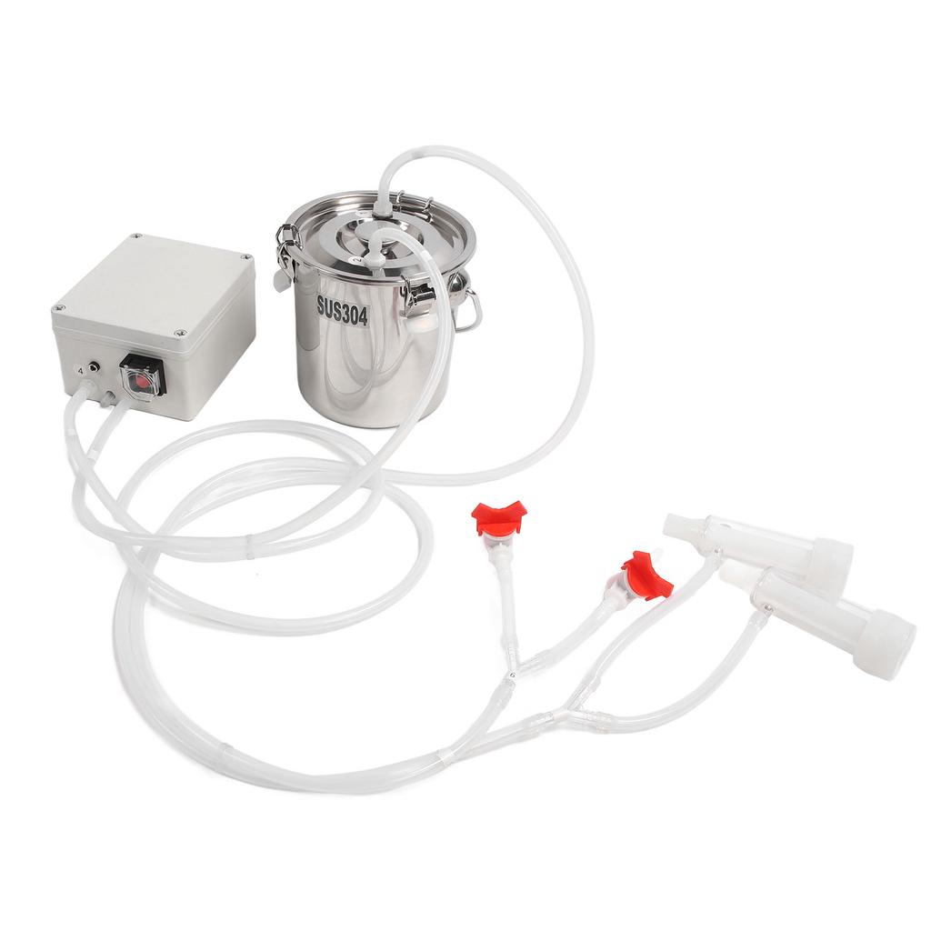 Máquina de Ordenha Elétrica 3L Mãos Livres Balde de Aço Inoxidável Tubo de Copo de Silicone Portátil Máquina de Ordenha por Impulso 100‑240V Plugue UE