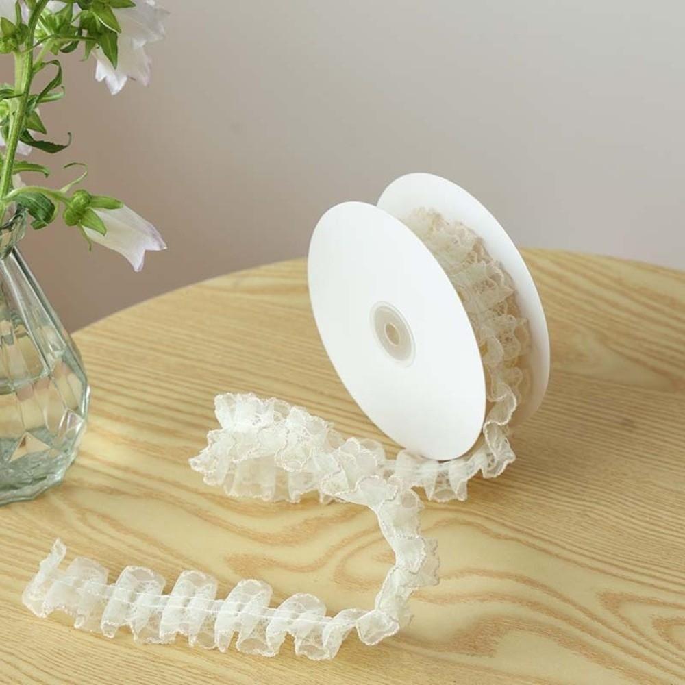 2M Length Ruffled Lace Ribbon 4cm Width Ballet Lace Ribbon Elegant Frilly Lace Trim Sewing Craft