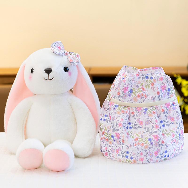 Rabbit Rural Plush Toy With Cute Floral Dress For Kids Fun And Gift Cotton Pp
