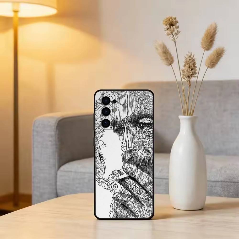 Minimalistisches Linienkunst Handyhülle Schwarzes Silikon Weich Für Samsung S25,S24,S21,S22,S23,S30,Ultra,S20,Plus,Fe,Lite