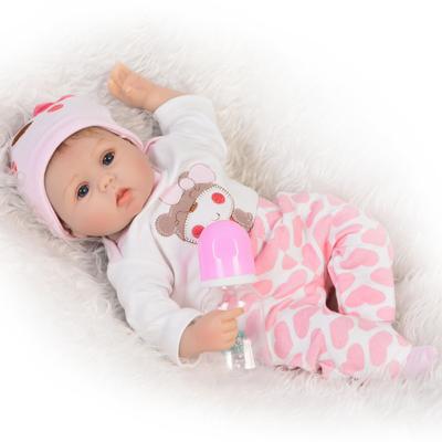 Classic 17/22 Inch Rooted Mohair Reborn Baby Doll Unisex Cotton Stuffed Cloth Body Newborn Doll Cute Simulation Dolls for Kids Holiday Surprise Gift