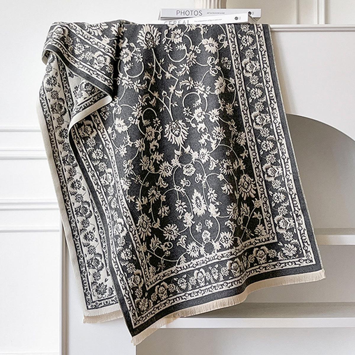 

Scarf female winter fringed shawl fairy wind flower versatile cashmere thickened warm and cold scarf dual-purpose 185*65cm