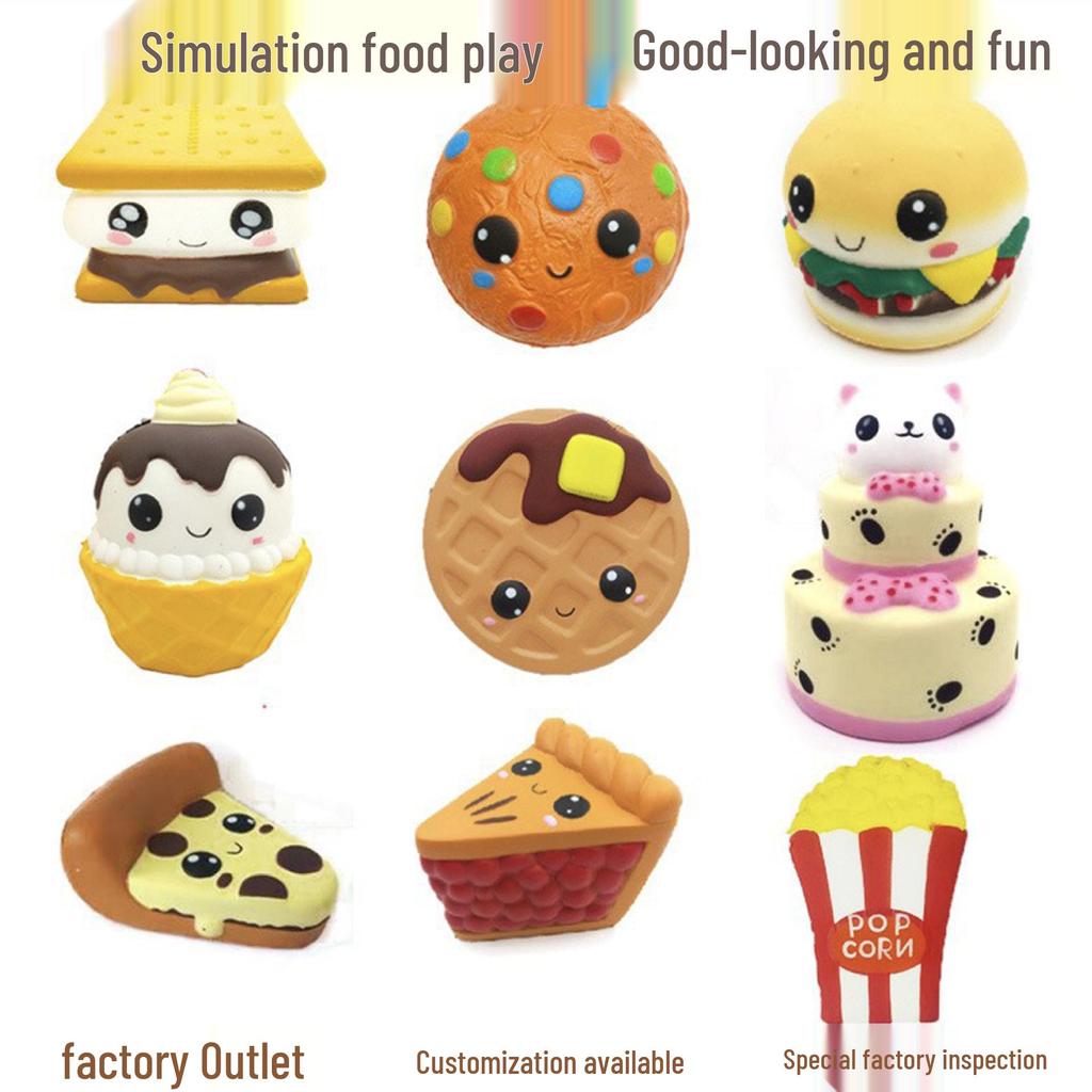 Cross Squishy Square Bean Cake Waffle Biscuit PU Slow Rebound Simulation Toy