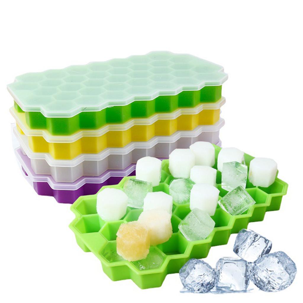 37 Cavity Honeycomb Ice Cube Trays Reusable Silicone Ice Cube Mold Bpa Free Ice Maker With Removable Lids Creative 13 Cavity
