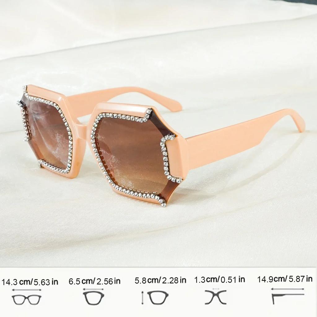 Large Square Women's Luxury Rhinestone Fashion Gradient Darkening Props Makeup Fashion SunGlasses