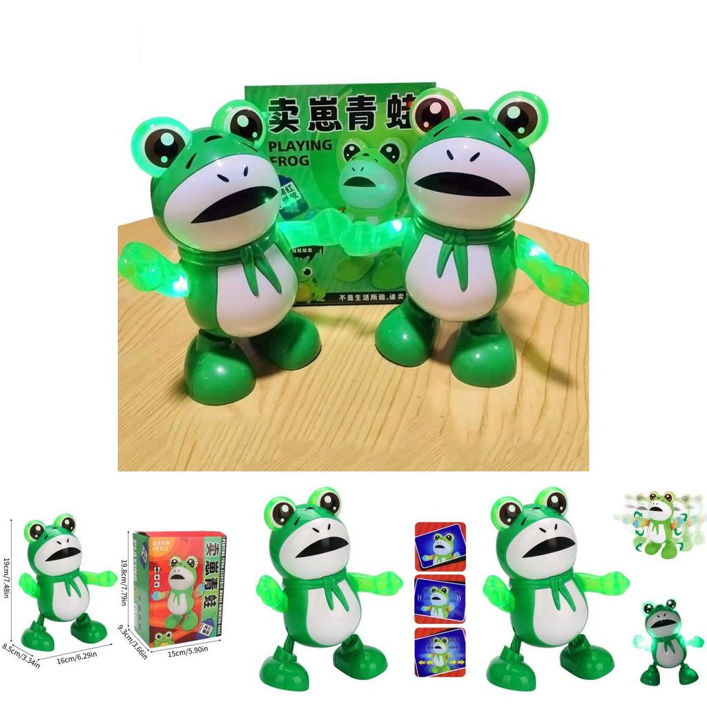 Popular Electric Dancing Frog Toy With Light And Sound Effects Wholesale For Street Vendors