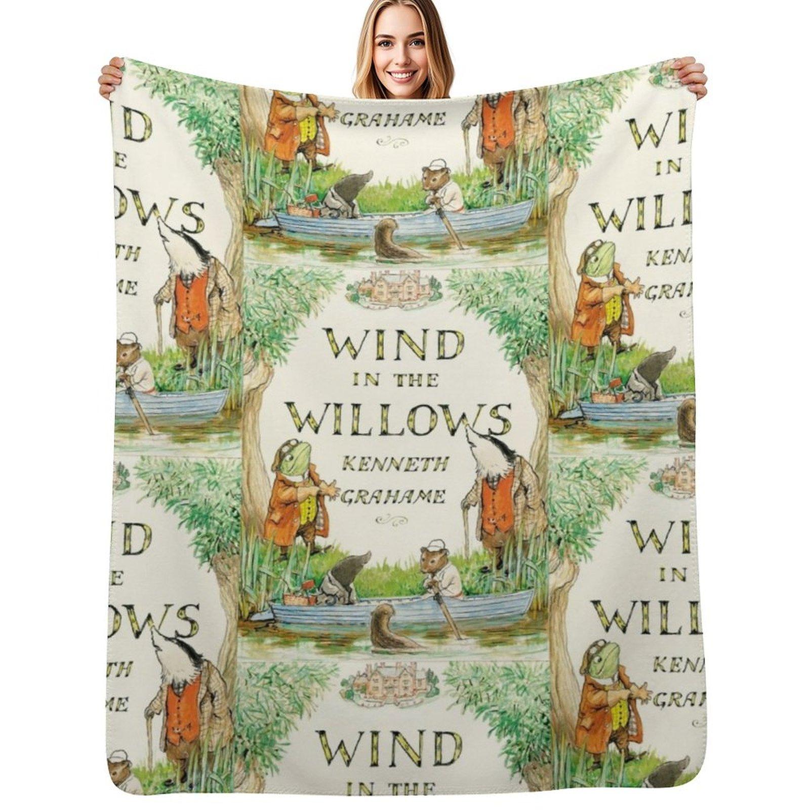 Wind in The Willows Book Cover Throw Blanket Wrinkle Resistant Lightweight Blanket Size: 75*100cm, Weight: 230 GSM