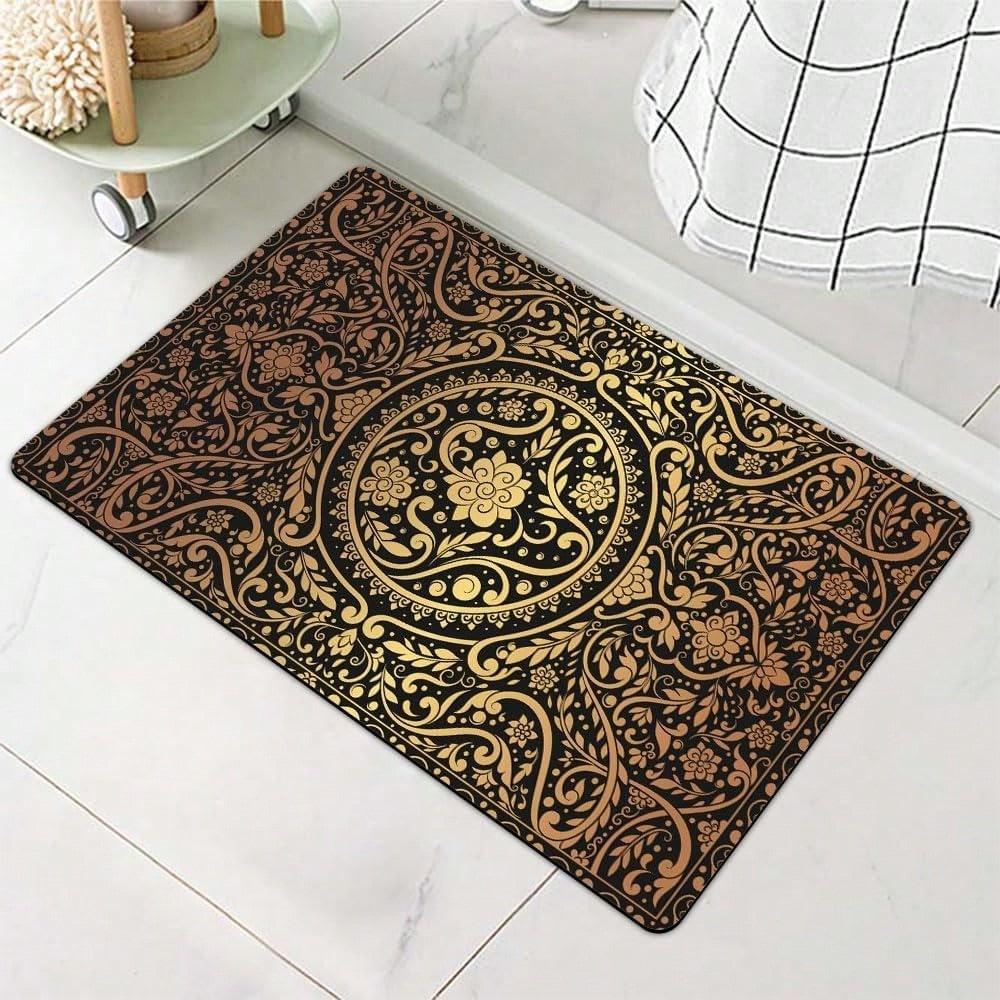 Tappeto Moderno Tappetino Zerato Bianco Nero Antiscivolo Asciugatura Rapida Facile da Pulire Decorazione per la Casa per Bagno Cucina Porta Esterno