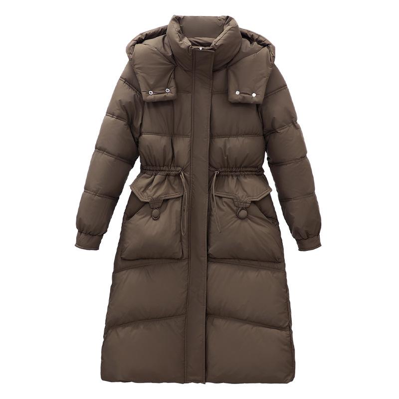 2025 new cotton jacket women's mid-length winter jacket with a thickened waist and a hooded cotton jacket women's Korean version of the jacket