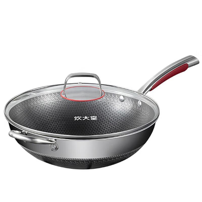 34cm 316L Stainless Steel Honeycomb Non-stick Wok