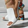 Women Crystal Sandals 2026 New Spring Summer Open Toe Sandals Square Heels Beach Fashion Sandals Women Sandalias