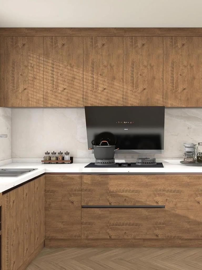 Wood Grain Contact Paper Brown Wooden Wall Cover Self-Adhesive Removable Vinyl Film Easy To Apply For Furniture Kitchen Cabinets