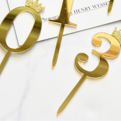 Cake Numeral Topper Crown Style Dazzling Acrylic Number Cake Topper Anniversary Birthday Party Decoration for Home