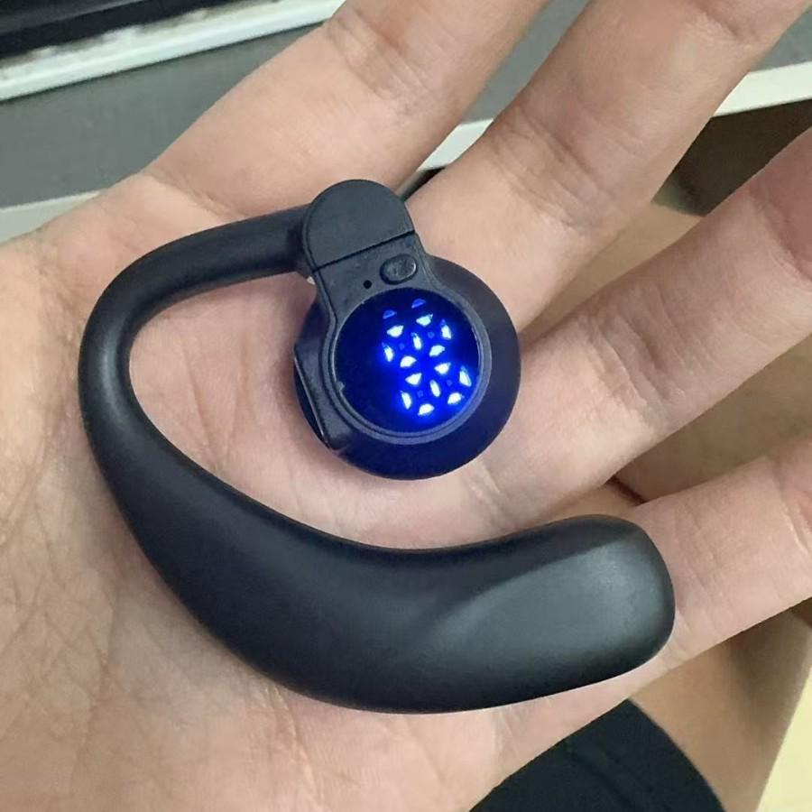 Rotatable Single Ear Hook Bluetooth 5.3 Headset with LED Display and Wireless In-Ear Clip Design.