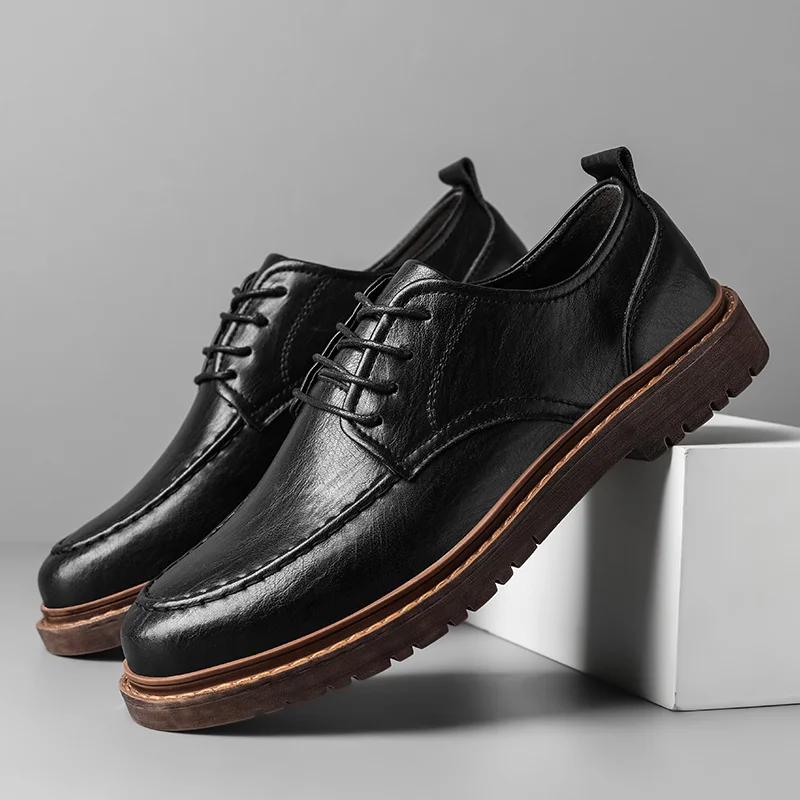 Autumn New Men Shoes Casual Shoes Men Genuine Leather Shoes Work Boots Business Casual Sneakers