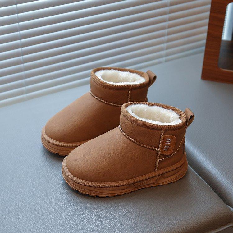 

Девочки зимние сапоги 2025 зима новые утолщенные теплые детские кожаные водонепроницаемые хлопковые сапоги мальчики большая хлопковая обувь тренд 37 yards inner length about 22.0CM малиновый