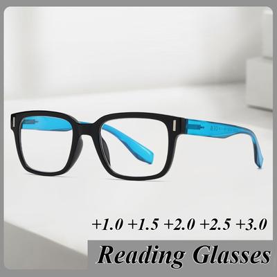 Fashion Square Frame Reading Glasses HD Blue Light Blocking Eye Protection Presbyopia Glasses For Men Women To +3 0