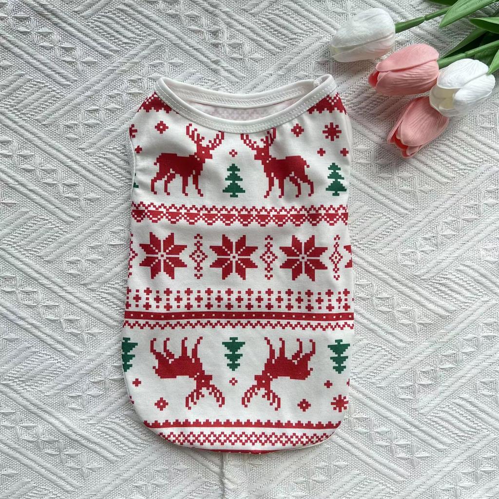 Summer Christmas Vest Pet Dog Dog Cat Thin Breathable Teddy Bigbear Small Dog Pet Clothing