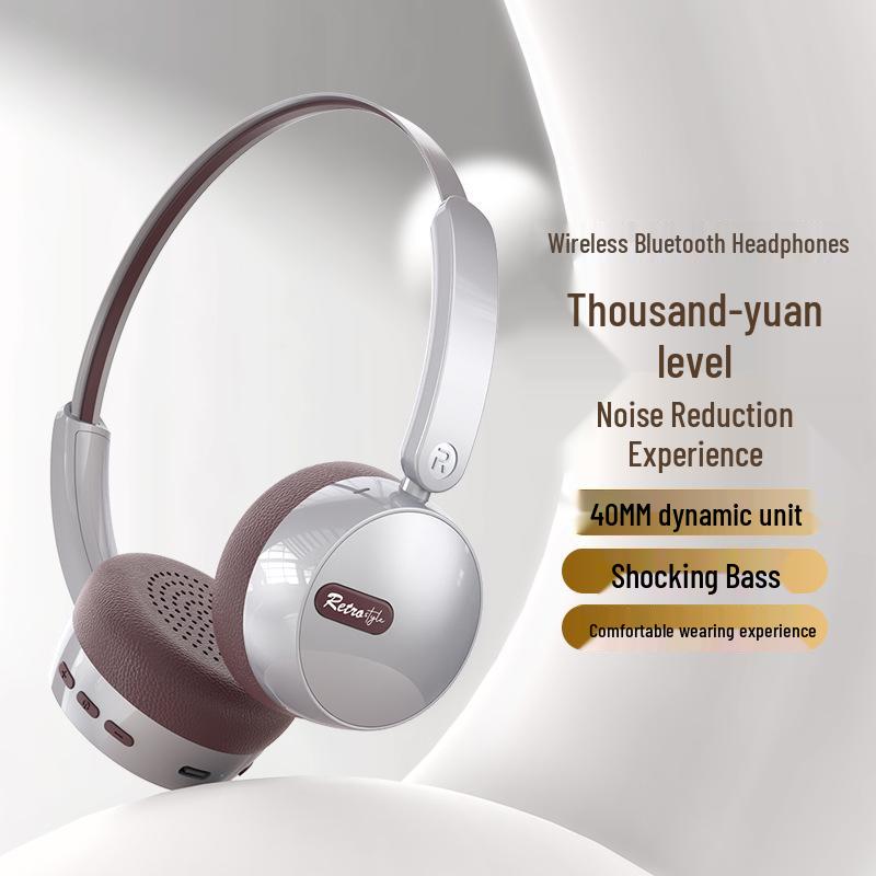 AKZ 810 Retro Maillard Style Wireless Bluetooth ANC Headphones
