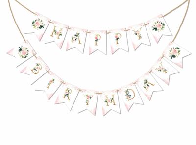 Inkdotpot Geburtstagsfeier Dekorationen Happy Birthday Party Girlande Baby Mädchen Blumen Wimpelkette
