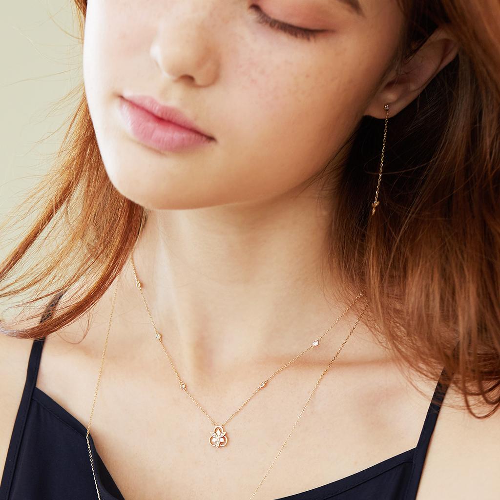 Mezmic Brave Multi 14K, Cognac Diamond Necklace