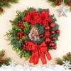 Christmas Wreath Front Door Xmas Garland with Bow Ribbon Berry Flower Decor Indoor Outdoor Winter Decoration