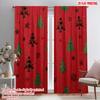 2pcs,2D Plane Printing Popular Curtain Panels Christmas Tree Snowflake Red Versatile Fabric (without Rod) Gifts for Bedroom,
