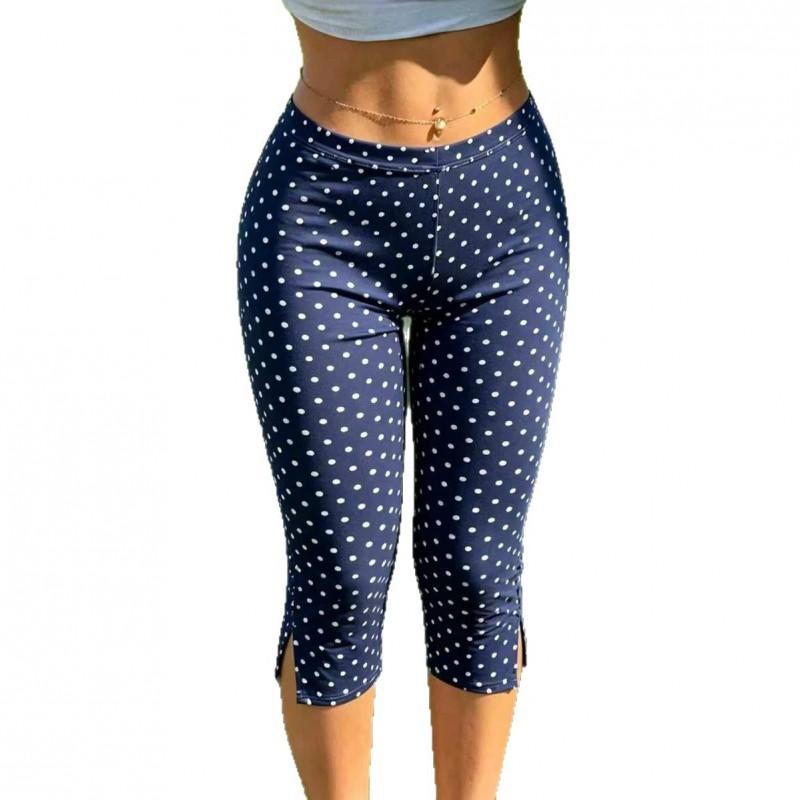 Womens Y2K Streetwear Black Slim Fit Capri Pants With Side Slit Stretchy Athletic Leggings Gym Workout