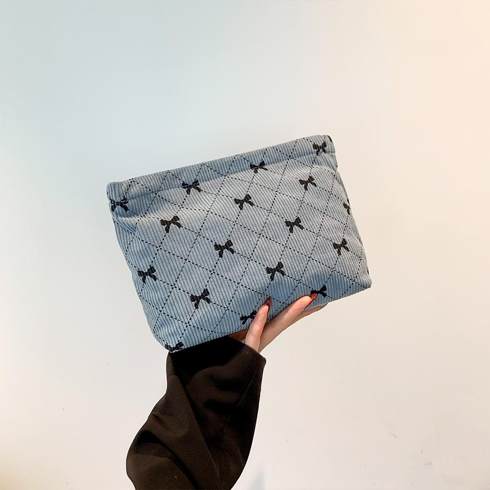 

Популярная женская косметичка для туалетных принадлежностей, большая вместительная вельветовая дорожная сумка для хранения на молнии, косметичка-органайзер, женская уличная сумка синий