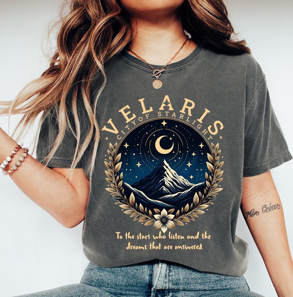 

VELARS City of Starlight The Night Court SJM Merch Shirt Clothing Graphic Short Sleeve Shirt Unisex Unisex Women AllSeason S