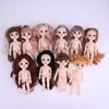 1 Set Nude Doll 3D Simulation Eyes 13 Joint Black Long Hair 1/8 17Cm Doll Plastic Doll Head Toys With Gold Brown Hair Kids Gift