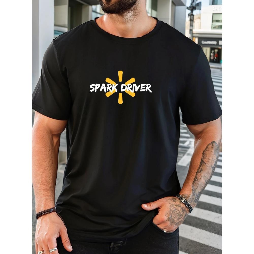 Men's SPARK DRIVER Pattern Summer Casual Crew Neck Short T-shirt