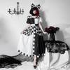 Halloween costume Mickey black and white plaid queen costume Alice cos maid clown princess dress