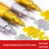 Gold & Silver Double-Ended Two-Color Waterproof Metal Markers for Black Card, Drawing, Signing, and Graffiti