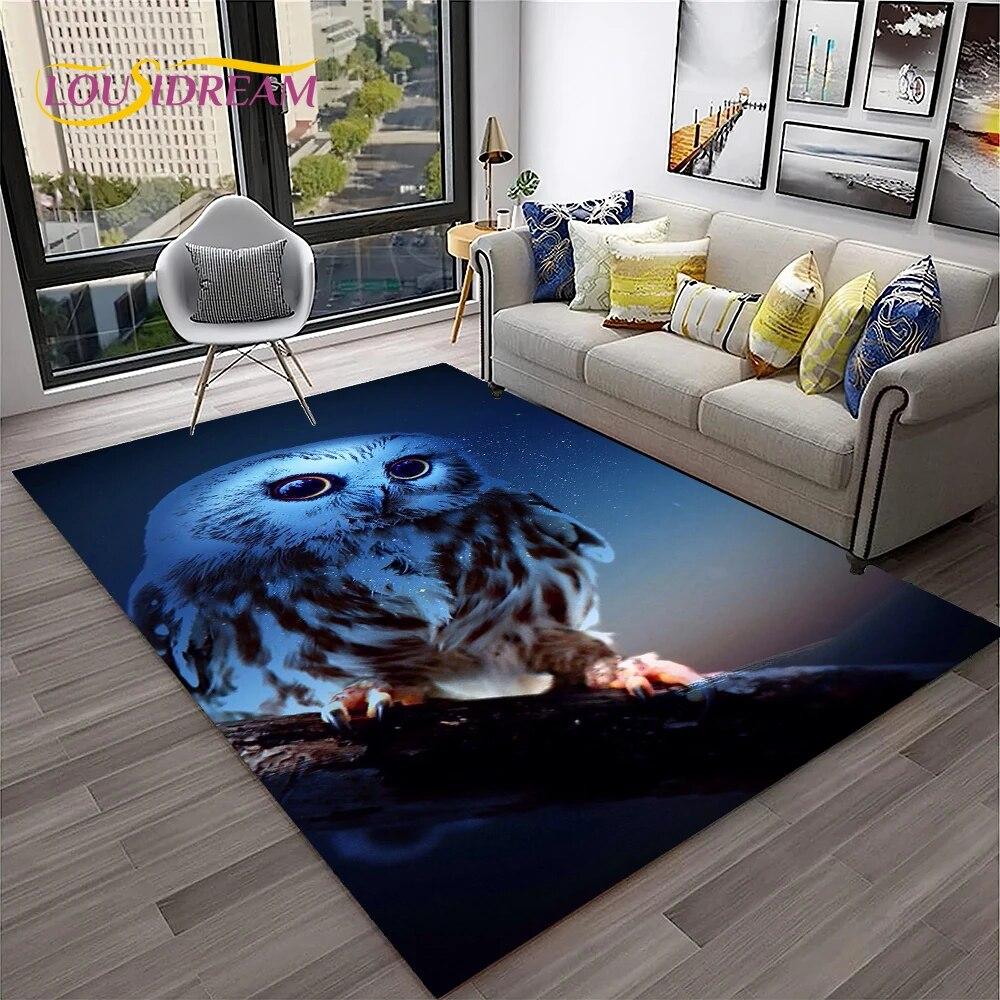 3D Cartoon Cute Owl Series Carpet Rug for Home Living Room Bedroom Sofa Kitchen Doormat Decor,Child Area Rug Non-slip Floor Mat