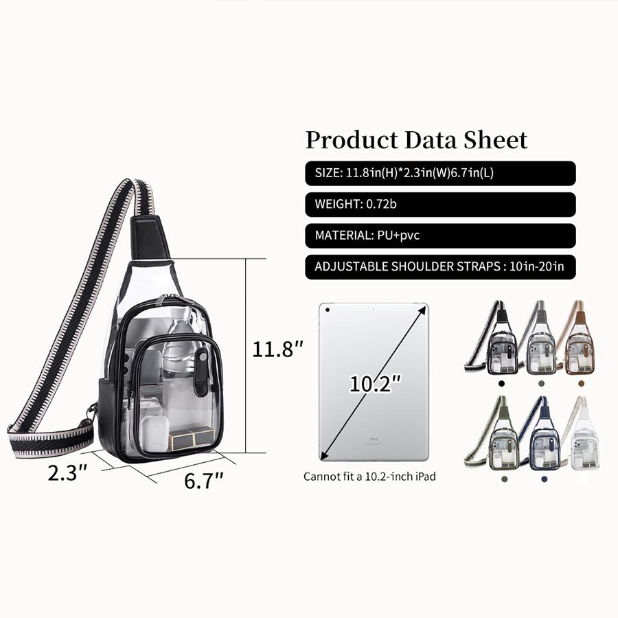 Transparent PVC Sling Bag, Trendy Jelly Crossbody Bag, Waterproof Chest Bag For Travel Beach Concert Event