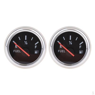 2pcs Universal Boat Fuel Tank Level Indicator Meter IP67 Waterproof Black