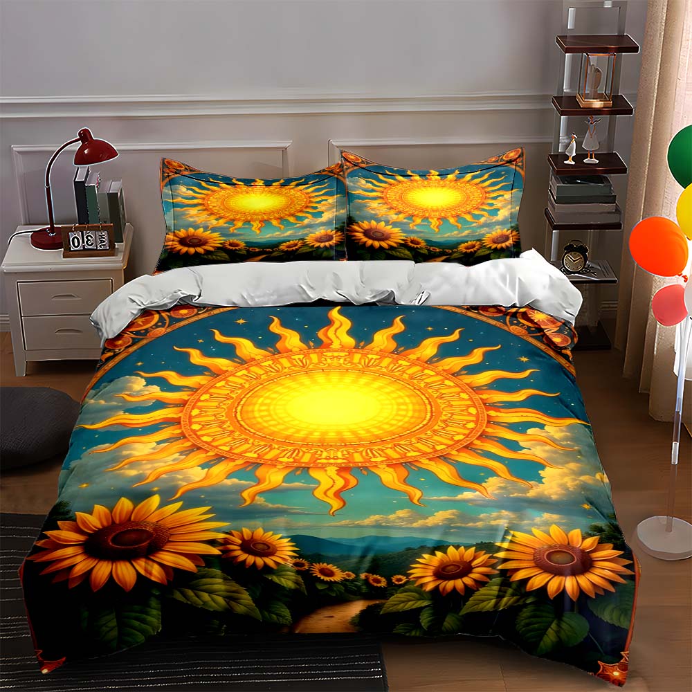 

Radiant sunflower design Bedding Duvet cover sets Duvet covers Pillowcases gifts (1 * Duvet Cover 2 * Pillowcases, without duvet insert) 135x200cm