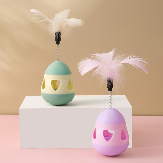 Katzenspielzeug, natürliche Zutaten, zufälliges Schütteln, 360 Grad rund, Würgen, glatt und vorbeugend, umweltfreundlich, Slow Food, PP-Material, Feder