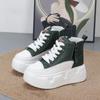 Mode 8CM Hohe Absätze Damen Freizeitschuhe 2025 Keil Schnürschuhe Damenschuhe Sport Damen Sneaker Herbst Plateauschuhe Weiß Schwarz