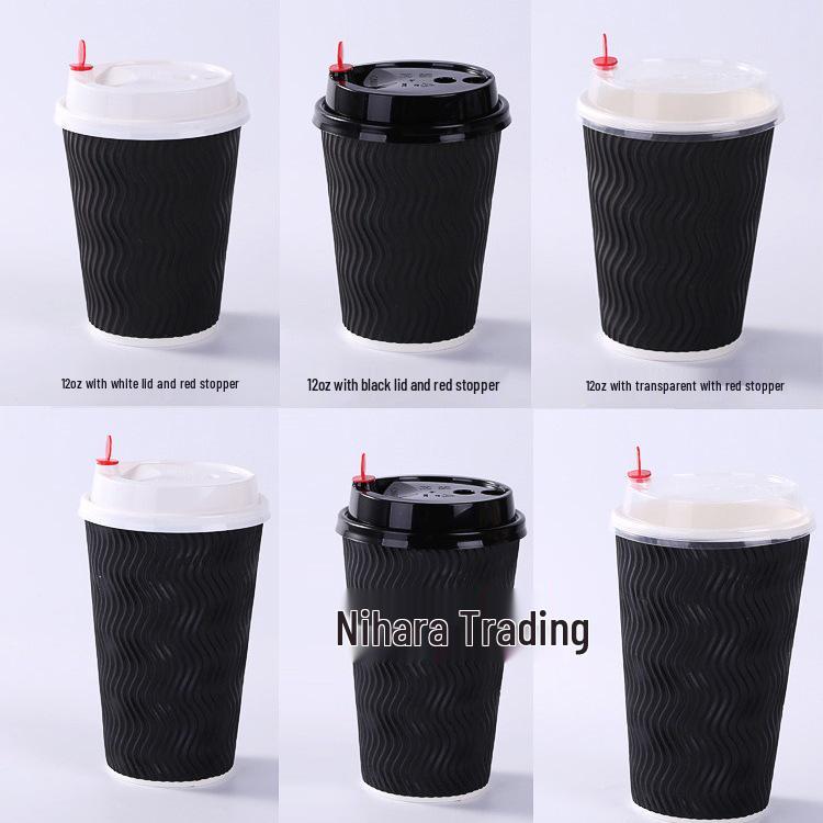 Copo de Café Descartável de Camada Dupla com Tampa: Antiescaldante, Ondulado em Forma de S para Bebidas Quentes e Chá de Leite