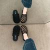 Flat bottom hollow fishing net slippers popular fashion versatile lazy open-toed shoes women's half slippers 2025 summer new