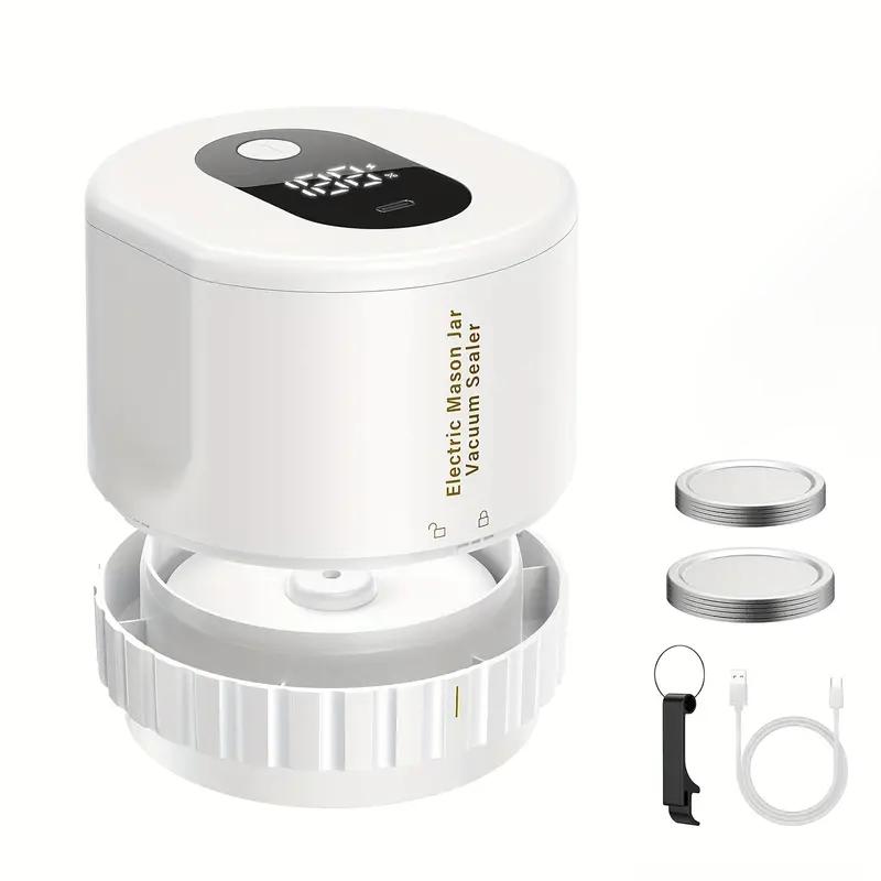 

Automatic electric Mason jar vacuum sealer, one-button operation, leak-proof sealing, portable food preservation equipment, suit білий