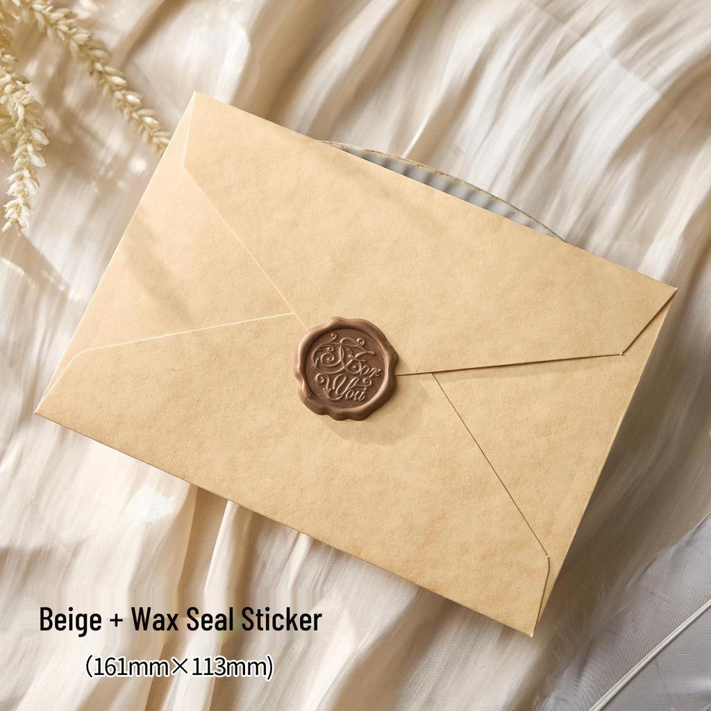 Romantic Retro Nostalgic Sheepskin Texture Stationery Set with Wax Seal Stamp for Artistic Love Letters and Invitations