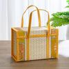 Foldable Handheld Bamboo Basket Rectangle Picnic Hamper Outdoor Picnic Basket for Camping Picnic