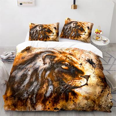 Löwe Tiger und Leopard Tiere Bettbezug für Kinder Teenager Wildtiere Thema mit Kissenbezügen für Schlafzimmer Dekorationen Queen