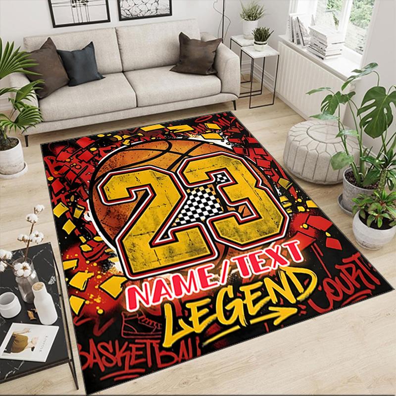1PC Custom Name "23 Legend Basketball Art" Theme Floor Mat Ideal for Living Room, Game Rooms, Office, Bedroom,Floor Mat Playful Design