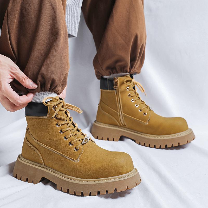 Plus Size Men Fashion Party Banquet Dress Platform Boots Black White Original Leather Shoes Cowboy Tooling Work Boot Ankle Botas