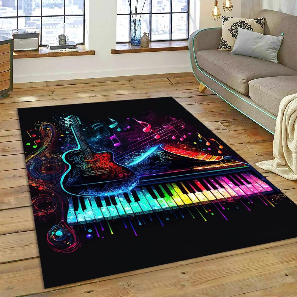 Nota musical colorida, partitura musical, desenho animado, tapete para casa, sala de estar, quarto, sofá, capacho, decoração, área infantil, tapete antiderrapante